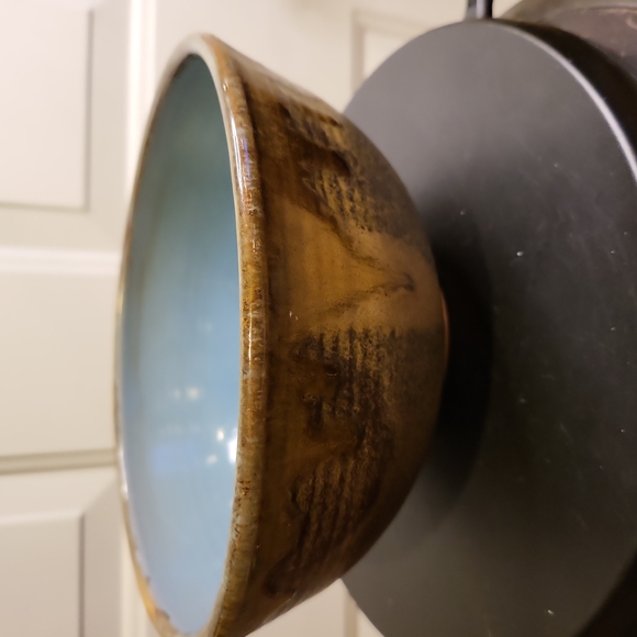 Signed Studio Pottery Wabisabi Blue Mid-century Bowl 7 5/8" - Picture 4 of 10